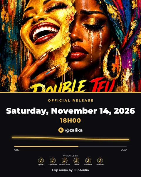 Split screen — Sharp poster on top, color panel below