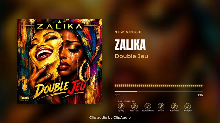 16:9 YouTube audio visualizer made with ClipAudio for Zalika's single Double Jeu
